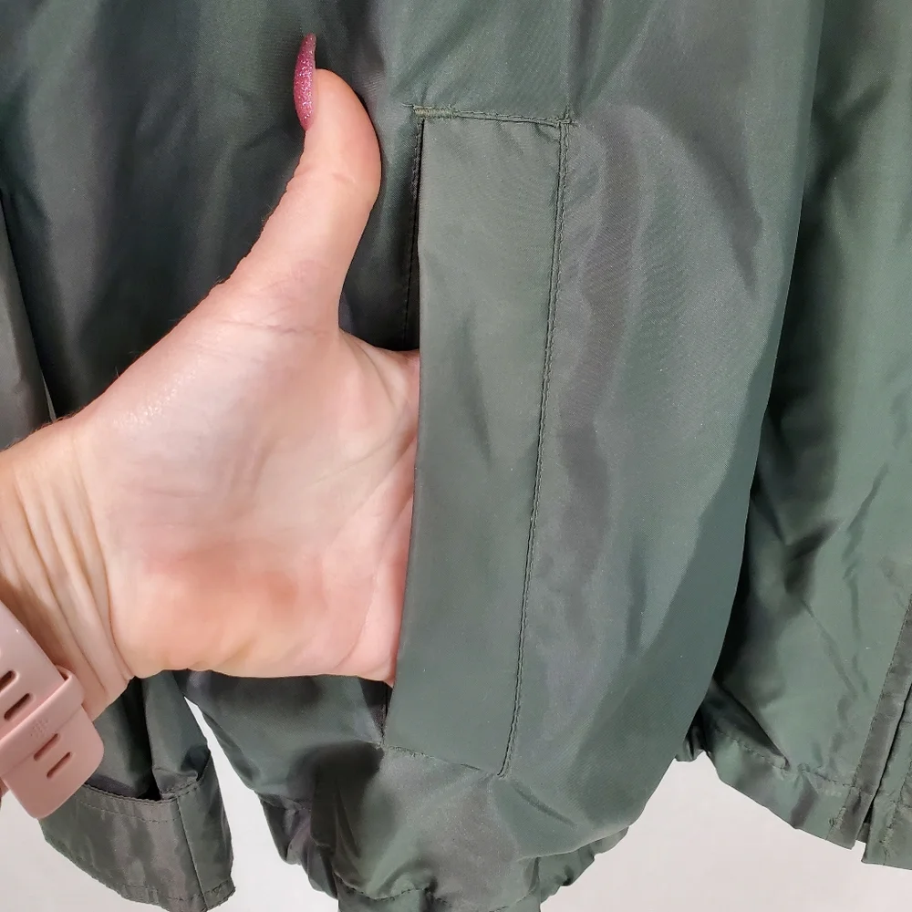 Lands End Mens Nylon Jacket Coat Softshell Outdoor Green Rain Windbreaker SZ XL